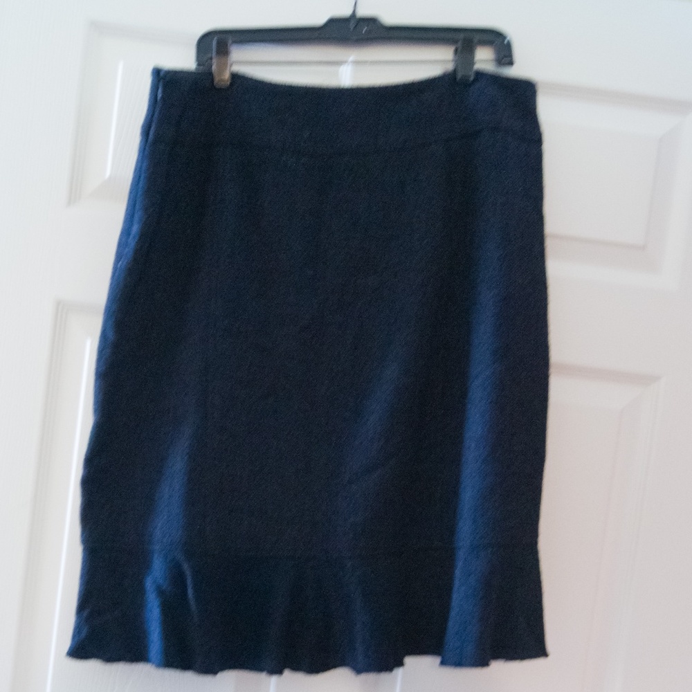 AT Navy Boucle Ruffle Pencil Skirt